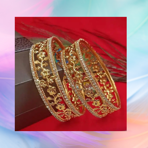 Trendy Bangles for Women (Gold, 2.1)