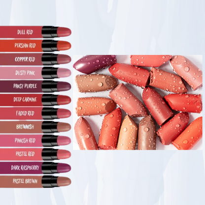 Ronzille Ayurvedic Creamy Matte Lipstick Set For Lip Hydrating & Moisturizing, Suitable For All Skin Tones Set Of 12