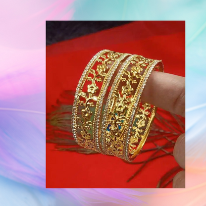 Trendy Bangles for Women (Gold, 2.1)