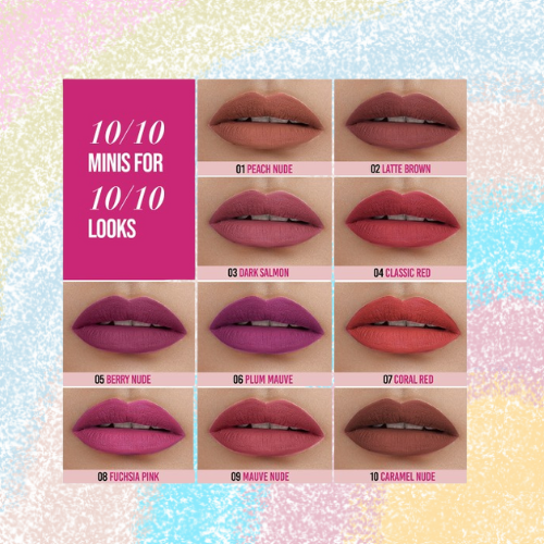 Set of 10 Luscious Matte Mini Lipstick Kit