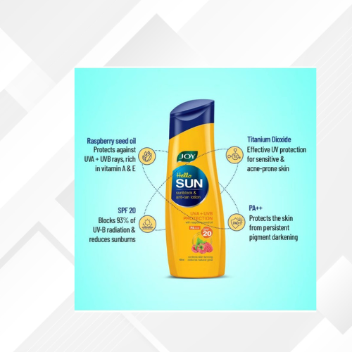 Joy SPF 20 Hello Sun Sunblock & Anti-Tan Lotion Sunscreen ,(300ml x 2) Buy 1 & Get 1 FREE