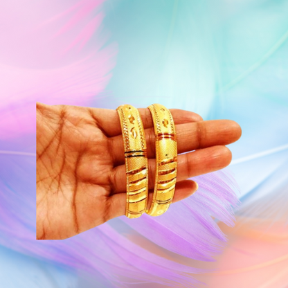 Brass Gold Plated Bangles for Women (Multicolor, 2.8) (Pack of 2)