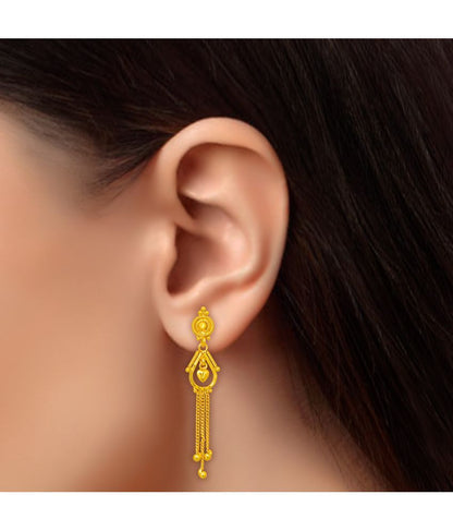 LUV FASHION Golden Drop Earrings ( Pack of 1 )