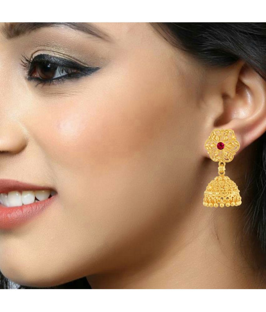 VIVASTRI Golden Jhumki Earrings ( Pack of 1 )