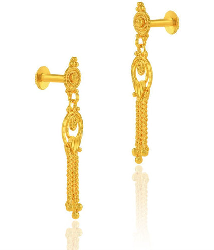 LUV FASHION Golden Drop Earrings ( Pack of 1 )