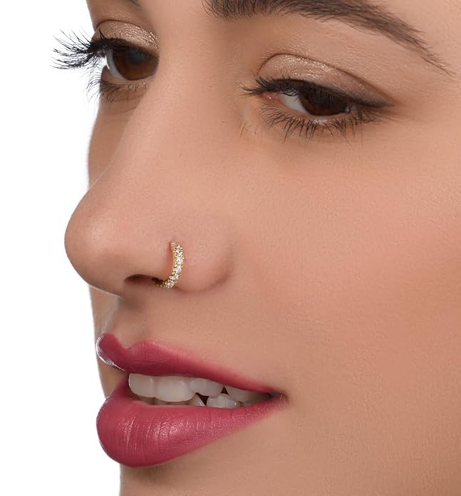 Piercing Nose Ring Pin Pierced Hole Type Nosepin for Women & Girls