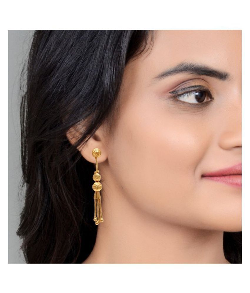 Jewar Mandi - Golden Danglers Earrings ( Pack of 1 )