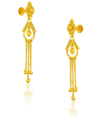 LUV FASHION Golden Drop Earrings ( Pack of 1 )