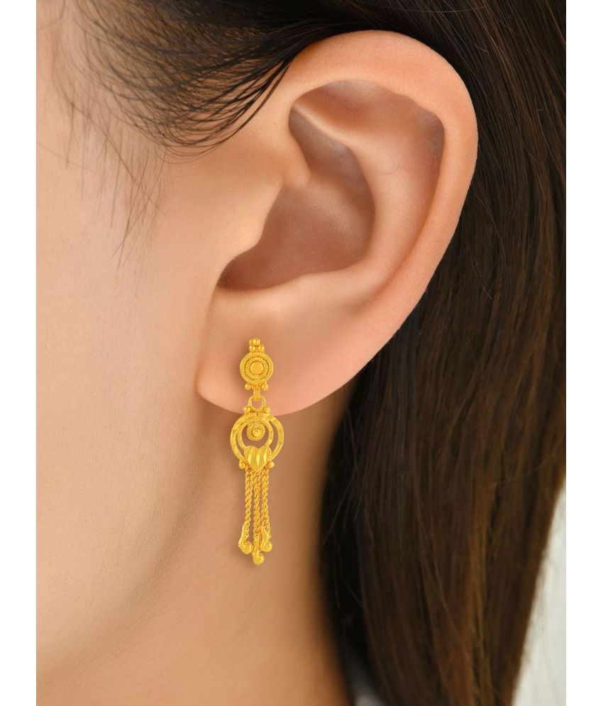 LUV FASHION Golden Drop Earrings ( Pack of 1 )