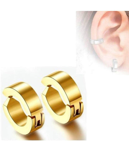 FASHION FRILL - Gold Huggies Earrings ( Pack of 1 )