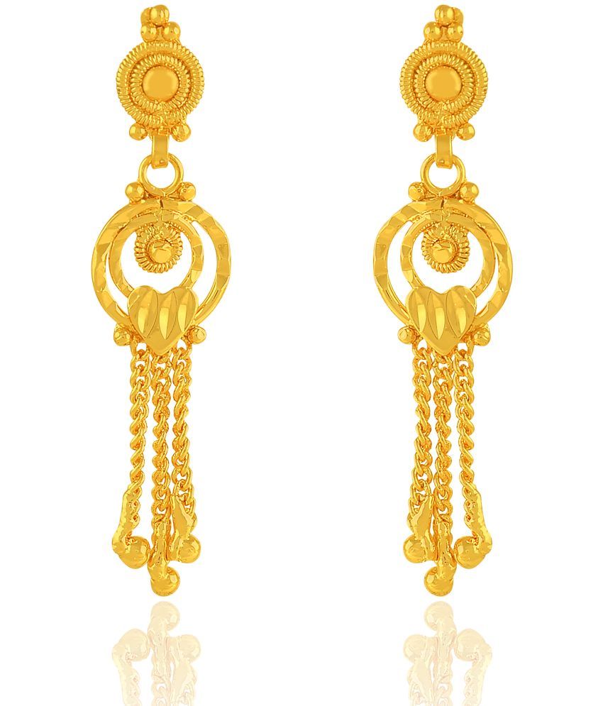 LUV FASHION Golden Drop Earrings ( Pack of 1 )