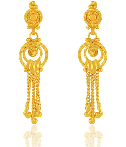 LUV FASHION Golden Drop Earrings ( Pack of 1 )