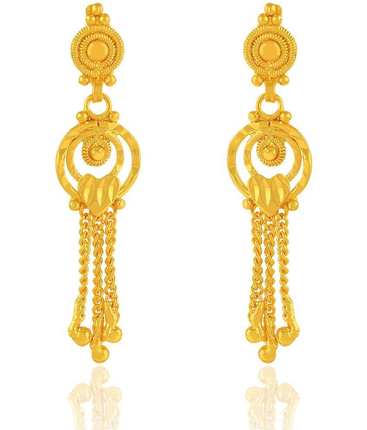 LUV FASHION Golden Drop Earrings ( Pack of 1 )