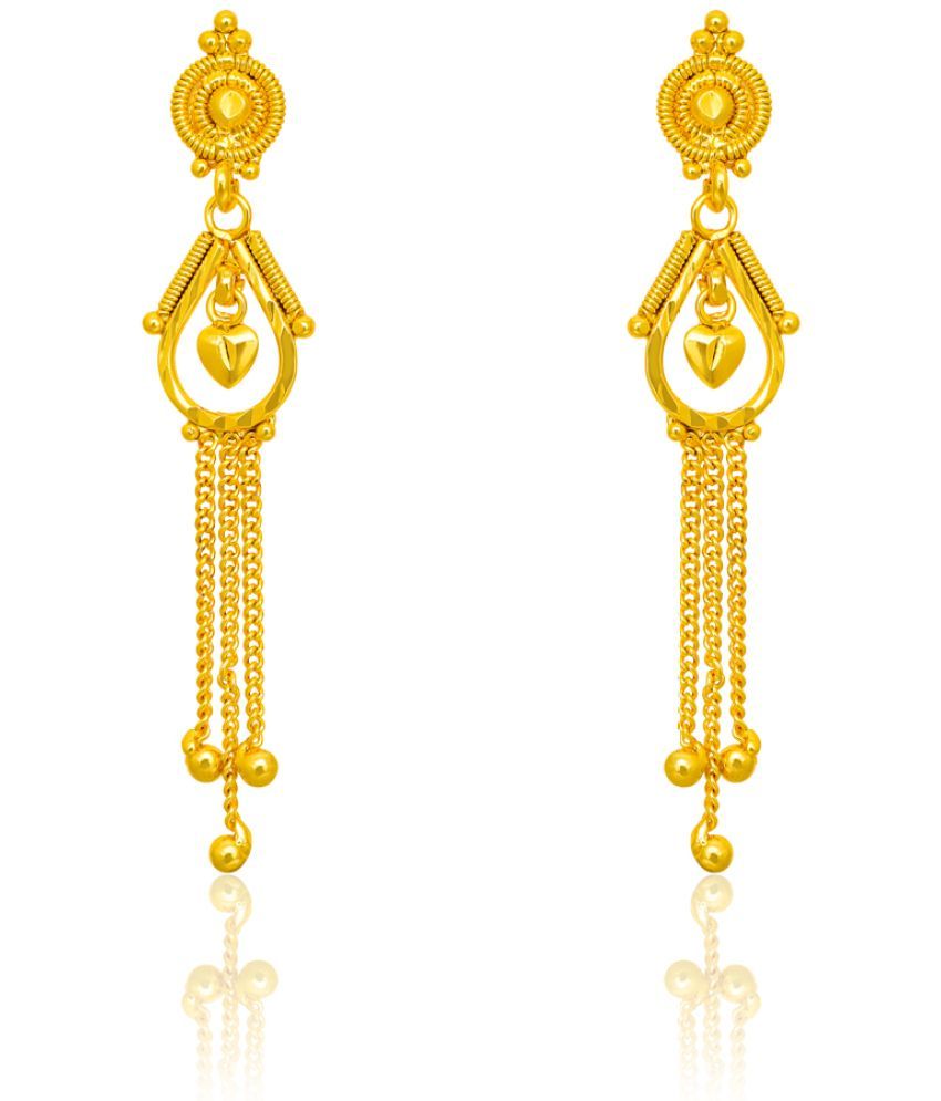 LUV FASHION Golden Drop Earrings ( Pack of 1 )