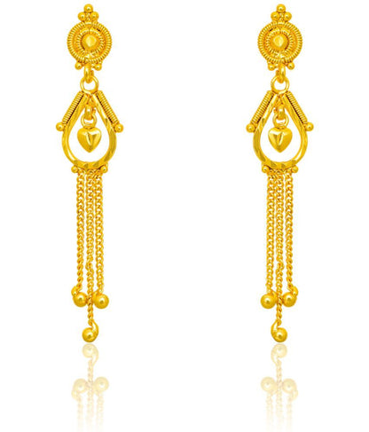 LUV FASHION Golden Drop Earrings ( Pack of 1 )