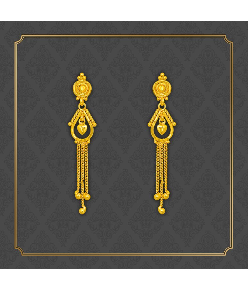 LUV FASHION Golden Drop Earrings ( Pack of 1 )