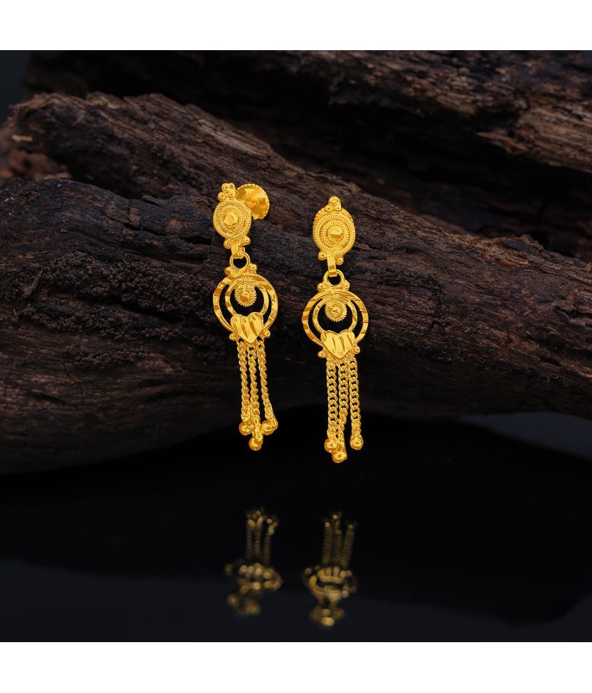 LUV FASHION Golden Drop Earrings ( Pack of 1 )