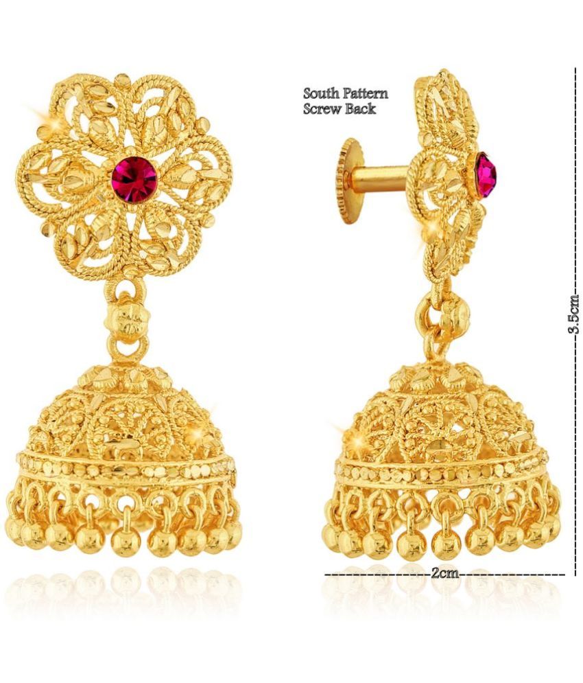 VIVASTRI Golden Jhumki Earrings ( Pack of 1 )