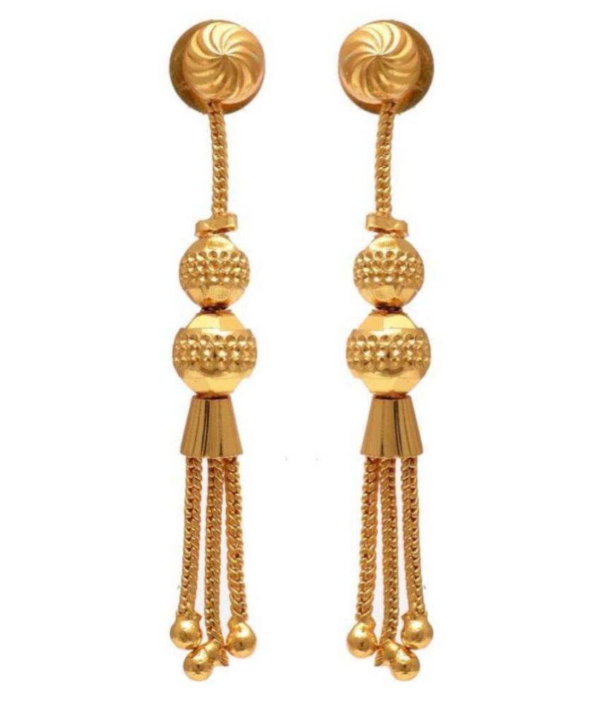 Jewar Mandi - Golden Danglers Earrings ( Pack of 1 )